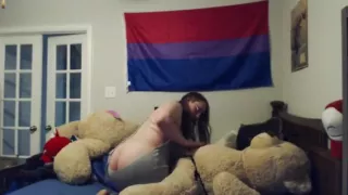 Sensually sucking small strapon