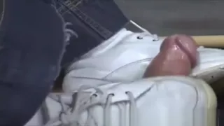 Milf gives sneakerjob, shoejob to son