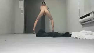 Naked Sexy Smooth Skinny Femboy Waiting For The Elevator