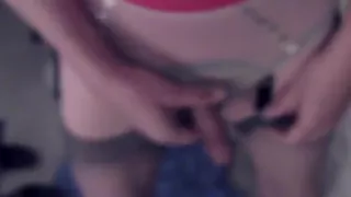 White heels, beige pantys, and rht stockings