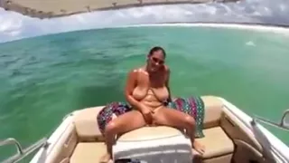 Big saggy boobs mature milf on boat