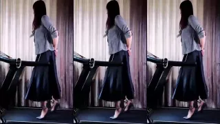 Asian Chained Treadmill Walking in Heels