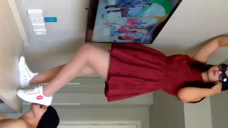 大脚帆布鞋踩手，闻鞋舔鞋底s