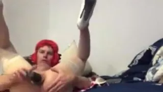 Arsch, Crossdresser, Dildosex, Kleid, Fersen, High Heels