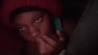 Getting my big dick sucked by this ugly bitch!