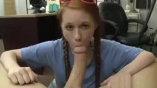 Red head white girl sucks big dick