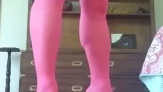 Crossdresser in Sexy Pink Lingerie