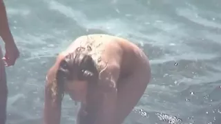 Blonde Soapy Babe at Beach