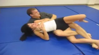 Hot woman is dominated by fat man. Mixed wrestling