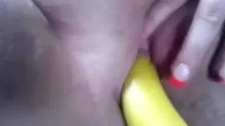 Girlfriend fingered horny with the banana Dirty talk german