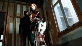 Cutie gets taped and tied to stool