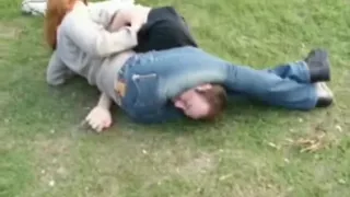 Girlfriend wrestling headscissors