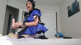 Sissy maid riding her doll
