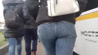 Nice round ass in blue jeans