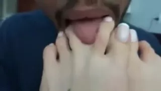 Slave worships Goddess Toenails