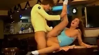 Teenager bar maid seduces a male customer
