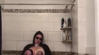 Masturbating with a shower head and knife sharpener