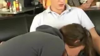 My College Girlfriend Giving Blowjob In Public Diner