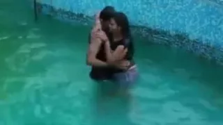 Indian aunt in pool bra and panty