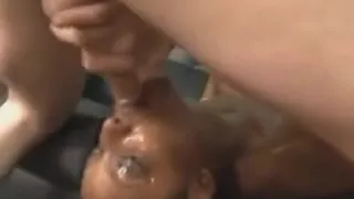 Black Slut Lets White Guy Cram His Cock Down Her Throat