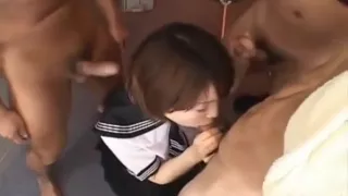 Morimoto Miku In School Uniform Sucks And Licks Three
