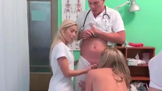 Hot Blondes Share And Suck Doctors Big Cock