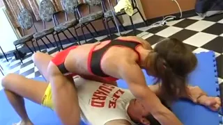 Bad Ass Ex-gymnast Girl Sara Whips Big Goofy Dudes Ass Part 1