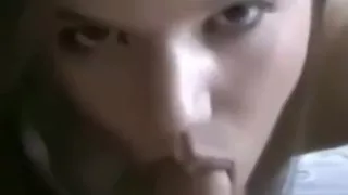 Tenative slut loves his balls - licks them before feeling them on her arseh