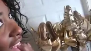 Ebony Darling Splits For Her Cunt Splitting Banging