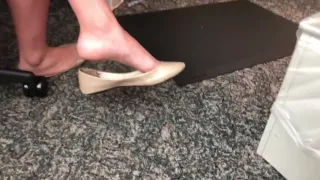 Incredible Barefoot Dangling of cute coworker AWESOME