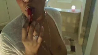 Masturbating my hard clit and wet pussy in the bathroom