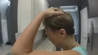 Housewife Washes Her Hair In The Kitchen Sink - 3