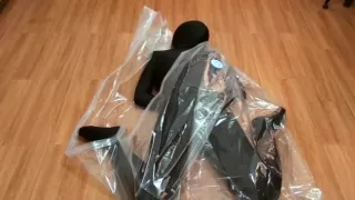 Girls experience syncope in vacuum bag (vertical version)