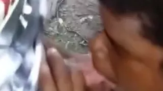 Pierced Tongue Black Swallows White Boy Cum