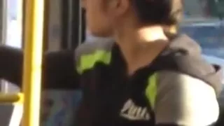 Candid Voyeur of Woman Yawning & Stretching On Bus