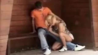 horny-hotty fuck outside waiting the bus