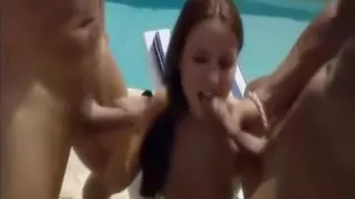 Hot Shoot Outdoors by a Pool