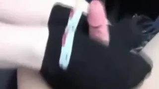 Sockjob footjob in Car German
