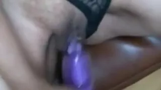 Cum dildo while doing blowjob