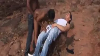 Spanking And Hardcore Threesome With African Slut