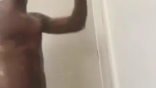 Big black dick stroke in the shower