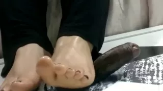 Sexy feet and cock trampling CBT