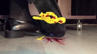 Giantess in schoolgirl uniform crushing clay people