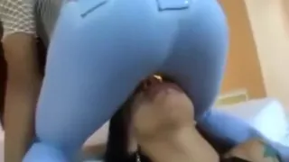 Blue Jeans Lesbian Facesitting