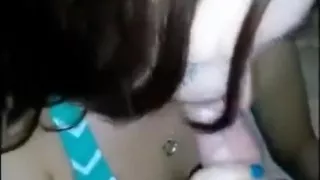 Brunette Quick Blowjob and Handjob makes him cum fast!