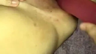 Horny housewife cums on big dildo, hubby licks clean