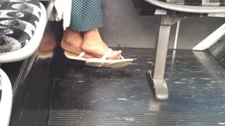 Candid mature feet in flip flops pt 3