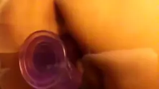 Sexy slut fucking herself hard from behind ASS ON GLASS