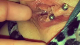 Playing with my girls hot pierced pussy and clit