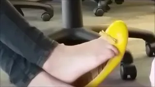 Shoeplay in libary by a beautiful Latina girl